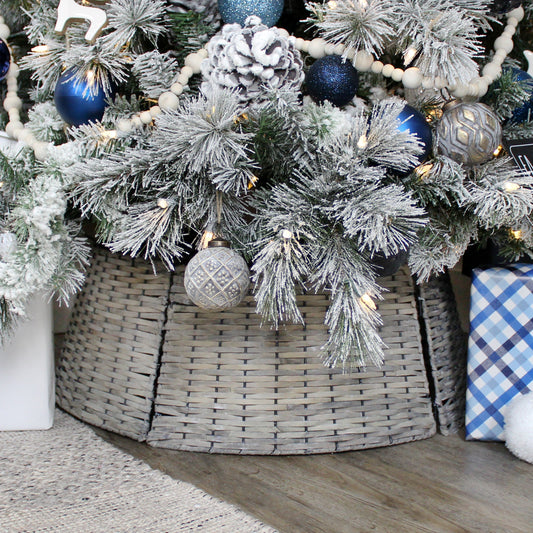 Wicker Christmas Tree Collar (Gray Washed, 29-Inch) - sh2051ah1
