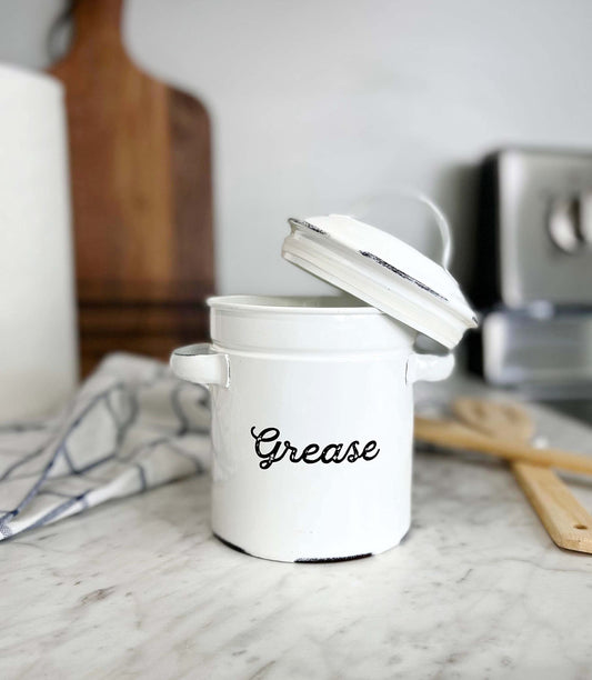 White Enamelware Grease Container (Case of 24) - SH_2072_CASE