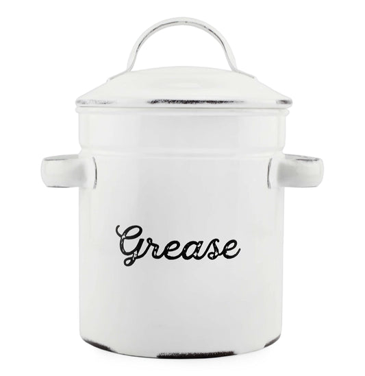 White Enamelware Grease Container (Case of 24) - SH_2072_CASE