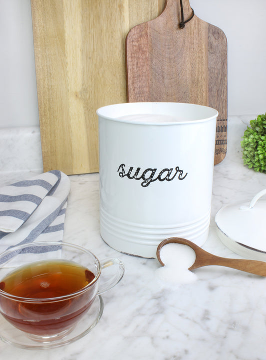 Enamelware White Sugar Canister (Case of 8) - SH_2066_CASE