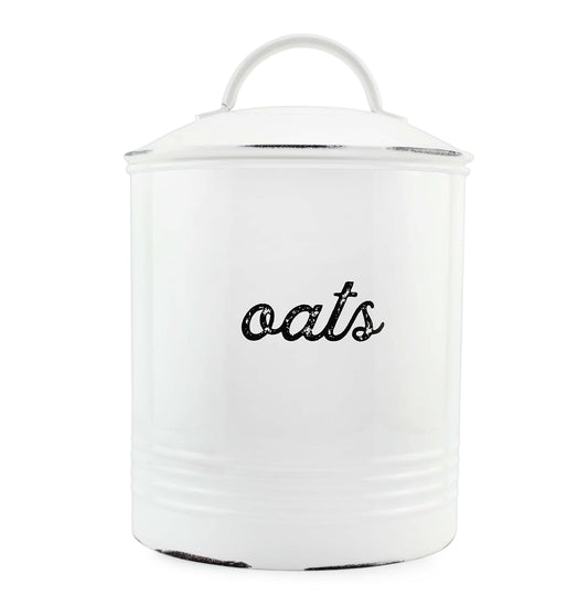 Enamelware White Oatmeal Canister (Case of 8) - SH_2068_CASE