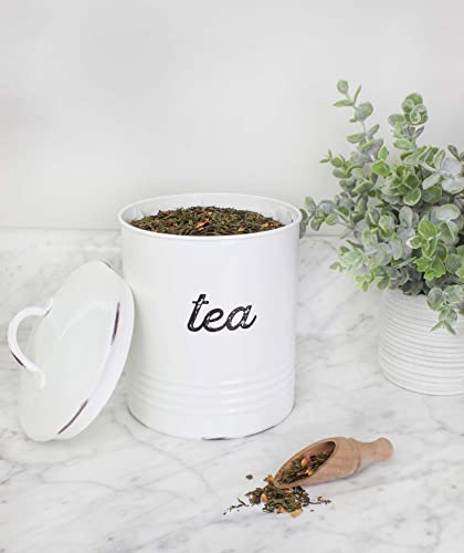 Enamelware White Tea Canister (Case of 12) - SH_2070_CASE