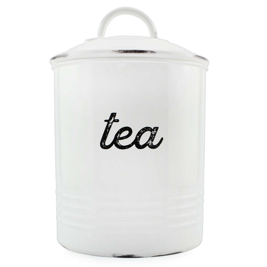 Enamelware White Tea Canister (Case of 12) - SH_2070_CASE