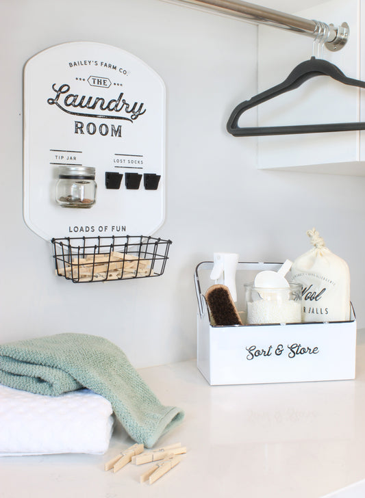 Enamelware Rustic Caddy with Handle (White, Case of 9) - SH_2089_CASE