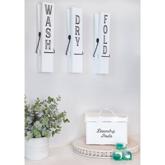 Enamelware Laundry Pod Holder; Rustic White Laundry Pod Storage Container (Case of 18) - SH_2126_CASE