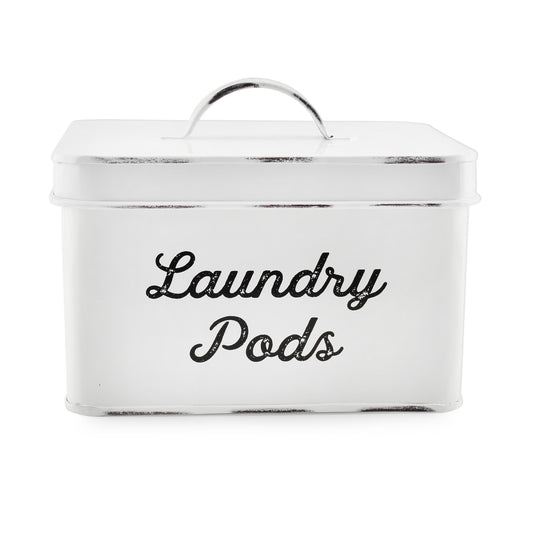 Enamelware Laundry Pod Holder; Rustic White Laundry Pod Storage Container (Case of 18) - SH_2126_CASE