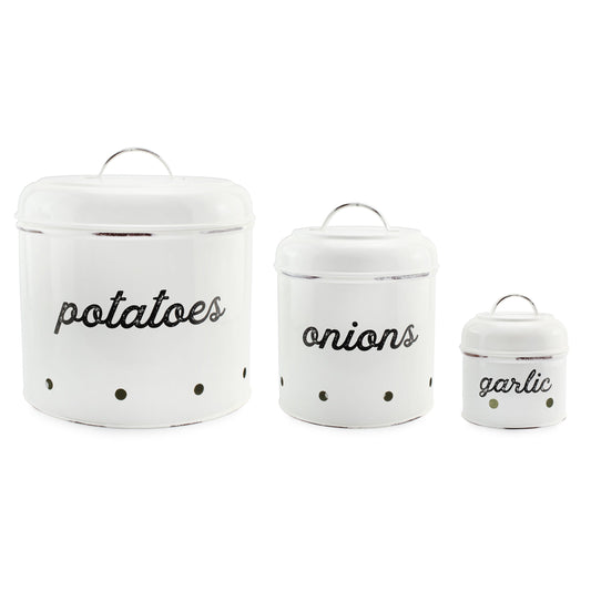 Potatoes, Onions and Garlic Canister Set (White) - sh2076ah1