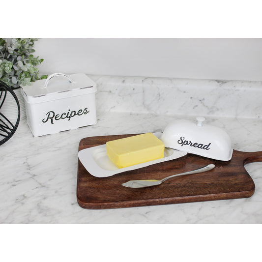Enamelware White Butter Dish (Large, Case of 48) - SH_2135_CASE