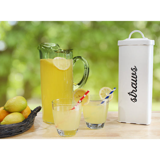 Farmhouse Enamelware Straw Holder (White, Case of 18) - SH_2169_CASE