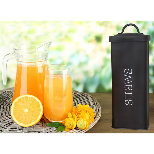 Farmhouse Enamelware Straw Holder (Black, Case of 18) - SH_2170_CASE