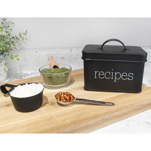 Farmhouse Enamelware Recipe Box (Black, Case of 30) - SH_2183_CASE