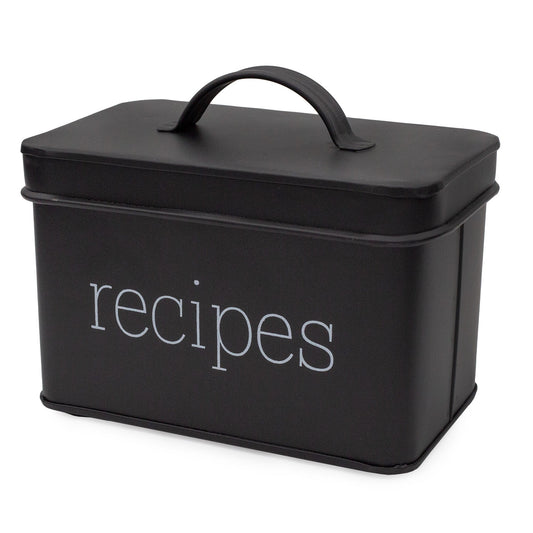 Farmhouse Enamelware Recipe Box (Black) - sh2183ah1