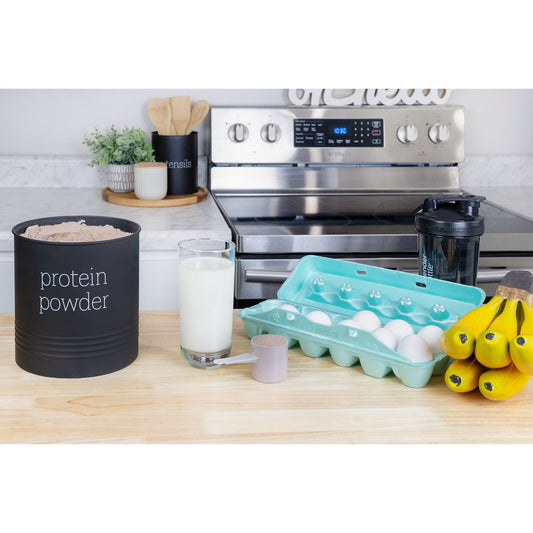 Enamelware Protein Powder Canister (Black, Case of 8) - SH_2199_CASE