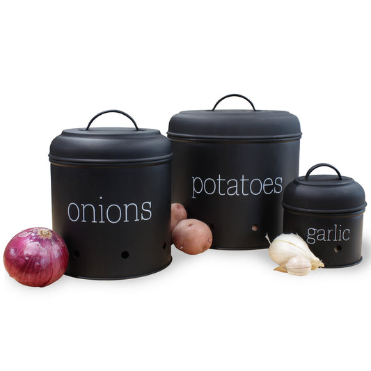 Potatoes, Onions and Garlic Canister Set (Black, Case of 4) - SH_2205_CASE