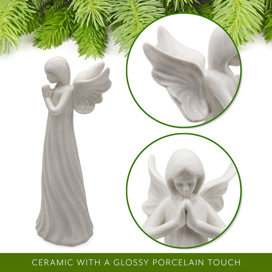 Ceramic Praying Angel Figurine (White) - sh2236ah1