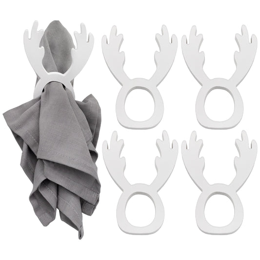 Christmas Reindeer Napkin Rings (Set of 4, White) - sh2241ah1