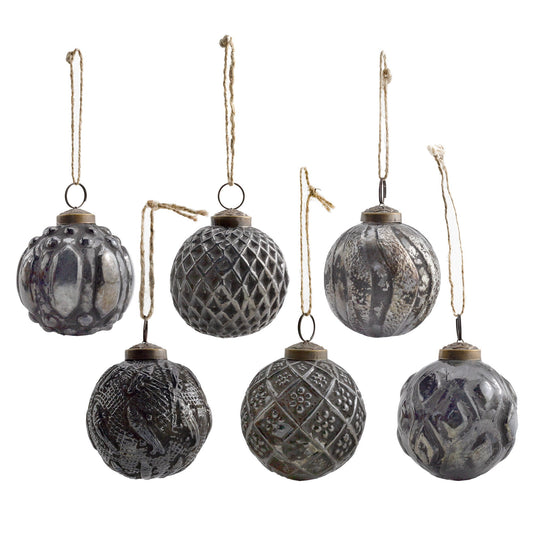 Farmhouse Ball Ornaments (Charcoal, Case of 12) - SH_2263_CASE