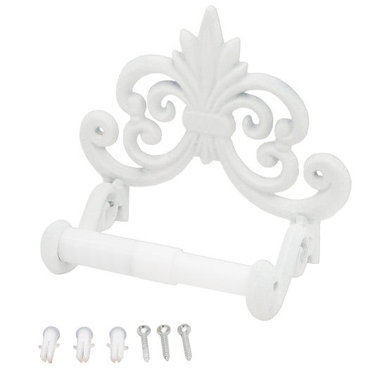 Farmhouse Cast Iron Toilet Paper Holder (Powder Coated White) - sh2293ah1