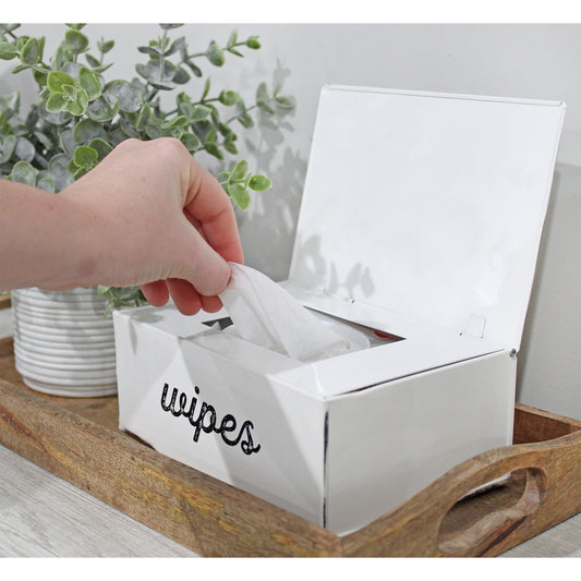Enamelware Baby Wipes Holder (White, Case of 30) - SH_2317_CASE