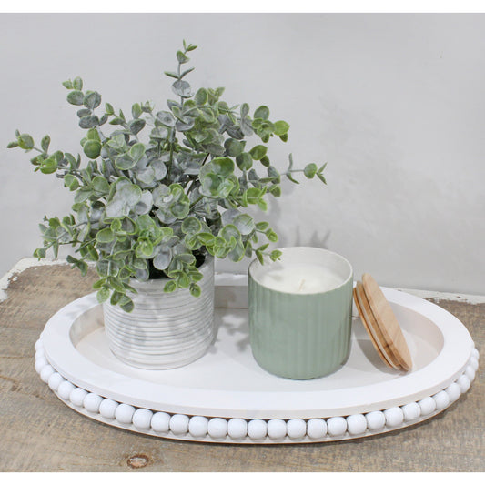 Wood Beaded Tray (White, Case of 20) - SH_2323_CASE