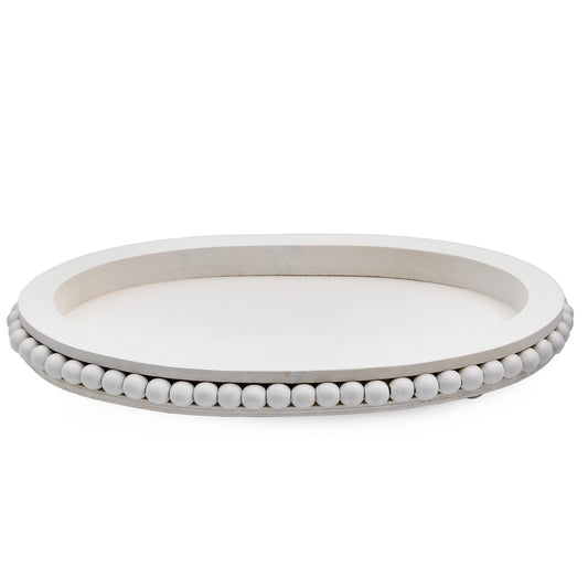 Wood Beaded Tray (White, Case of 20) - SH_2323_CASE