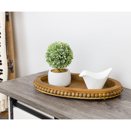 Wood Beaded Tray (Stained Wood, Case of 20) - SH_2324_CASE