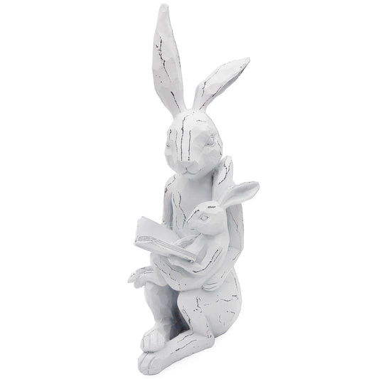 Easter Reading Rabbit Figurine with Baby Rabbit - sh2347ah1