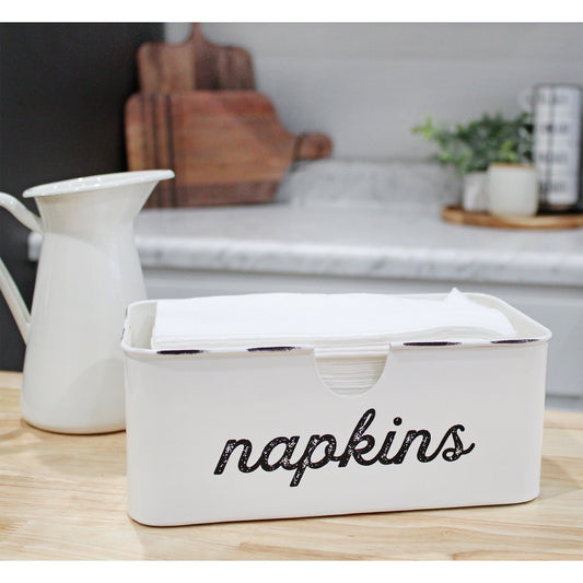 Farmhouse Dinner Napkin Holder (White, Case of 24) - SH_2362_CASE