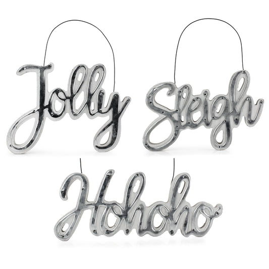 Large Farmhouse Christmas Word Art Ornaments in Galvanized Rustic Tin Script - sh1287ah1Words